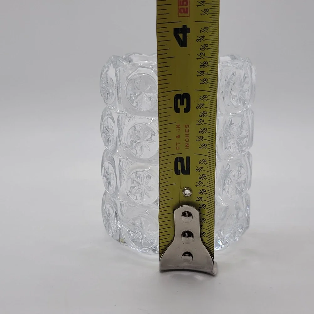 IKEA Flest Moon and Stars Tealight Candle Holder Clear Pressed Glass Votive